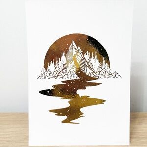 Mountain/River Gold Foil Print